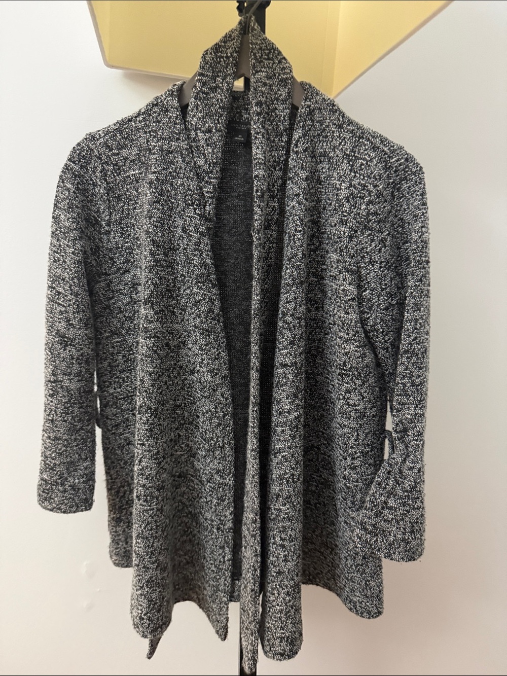 Ann Taylor Factory Black & White Marled Open Cardigan